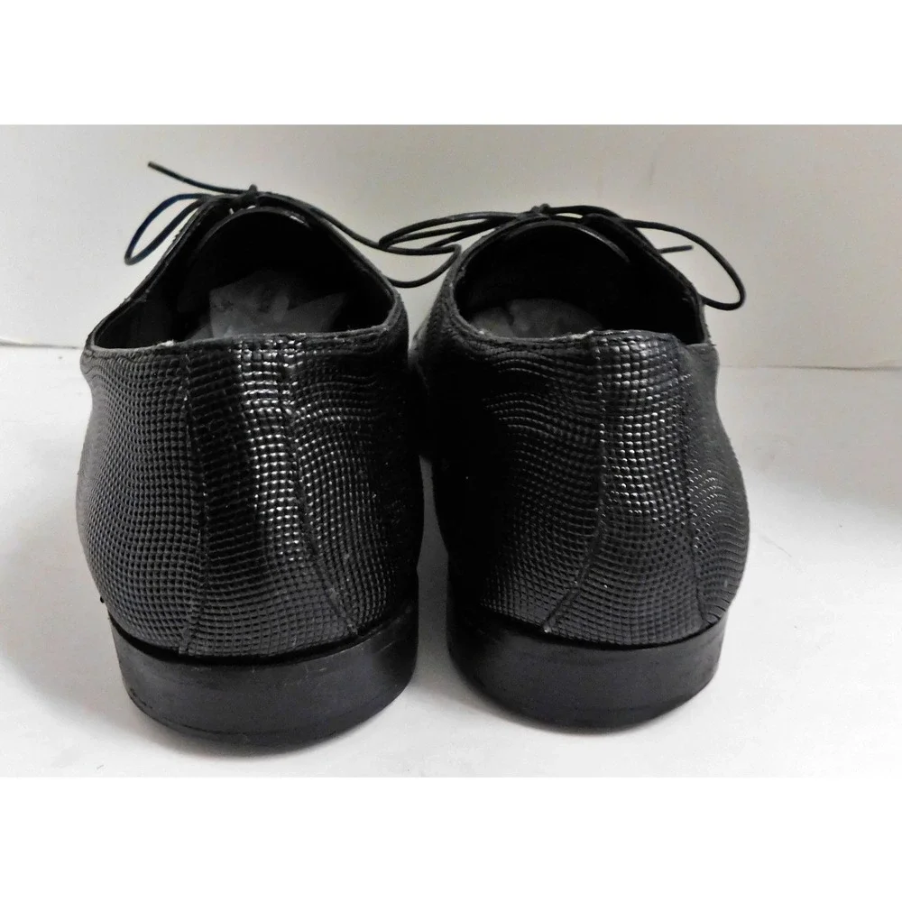 Hugo Boss Black Leather Textured Derby Dress Shoes Italy Formal sz 9